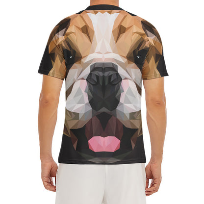 Geometric English Bulldog Print Men's Short Sleeve Rash Guard