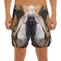 Geometric English Bulldog Print Men's Split Running Shorts