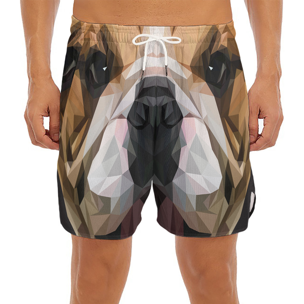 Geometric English Bulldog Print Men's Split Running Shorts
