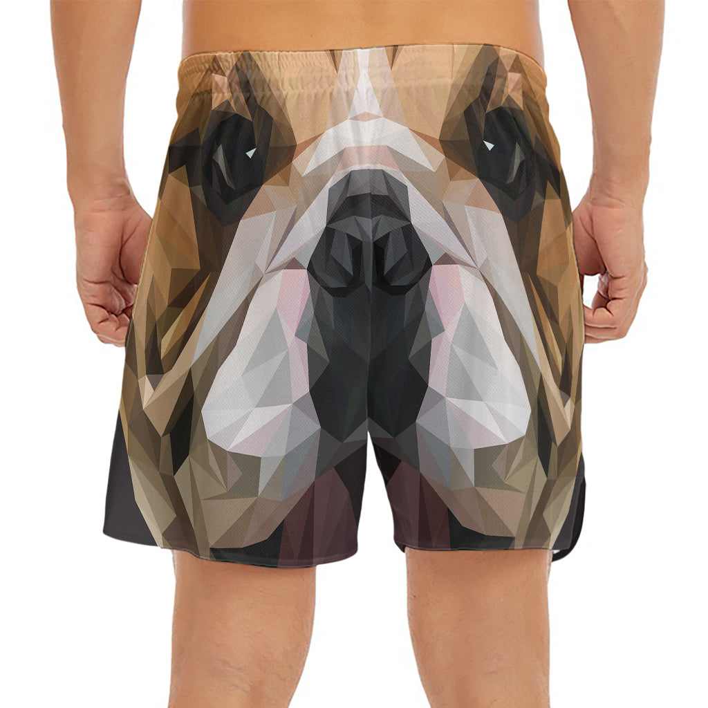 Geometric English Bulldog Print Men's Split Running Shorts
