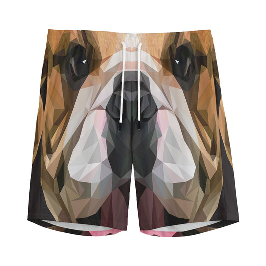 Geometric English Bulldog Print Men's Sports Shorts