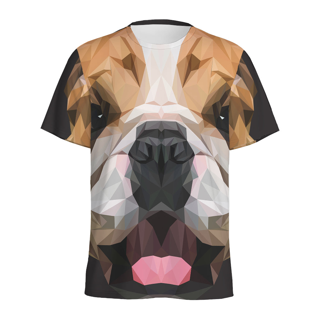 Geometric English Bulldog Print Men's Sports T-Shirt