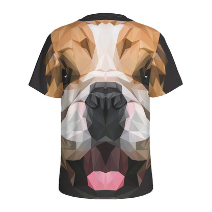 Geometric English Bulldog Print Men's Sports T-Shirt