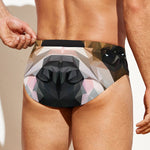 Geometric English Bulldog Print Men's Swim Briefs