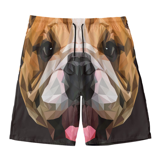 Geometric English Bulldog Print Men's Swim Trunks