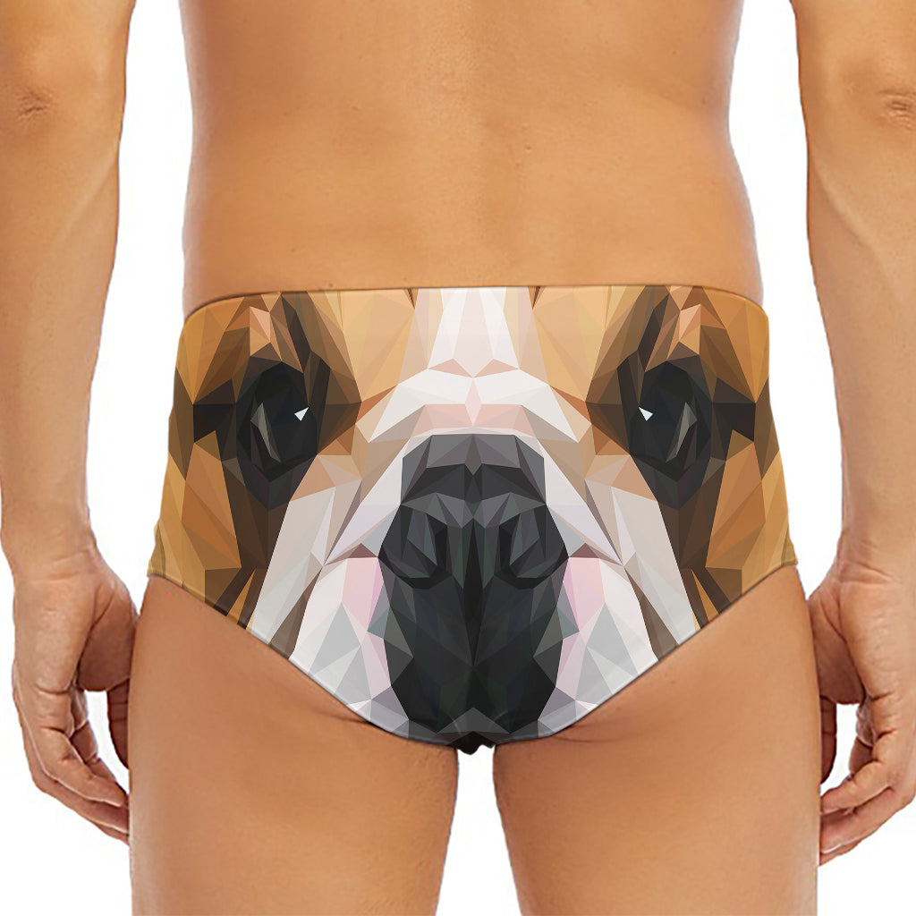 Geometric English Bulldog Print Men's Triangle Swim Briefs