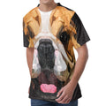 Geometric English Bulldog Print Men's Velvet T-Shirt