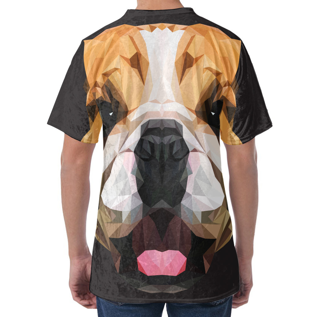 Geometric English Bulldog Print Men's Velvet T-Shirt