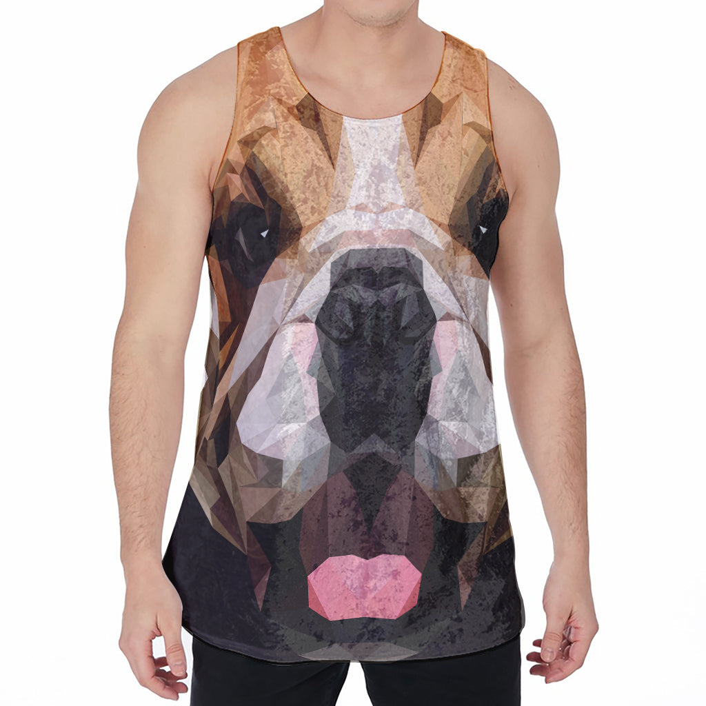 Geometric English Bulldog Print Men's Velvet Tank Top
