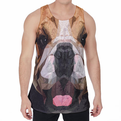 Geometric English Bulldog Print Men's Velvet Tank Top