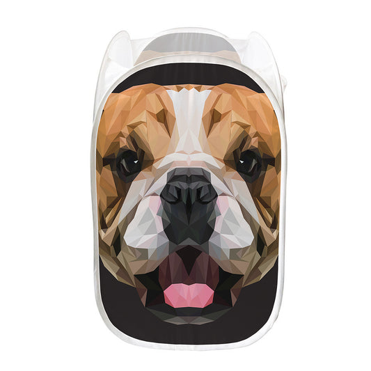Geometric English Bulldog Print Mesh Laundry Hamper