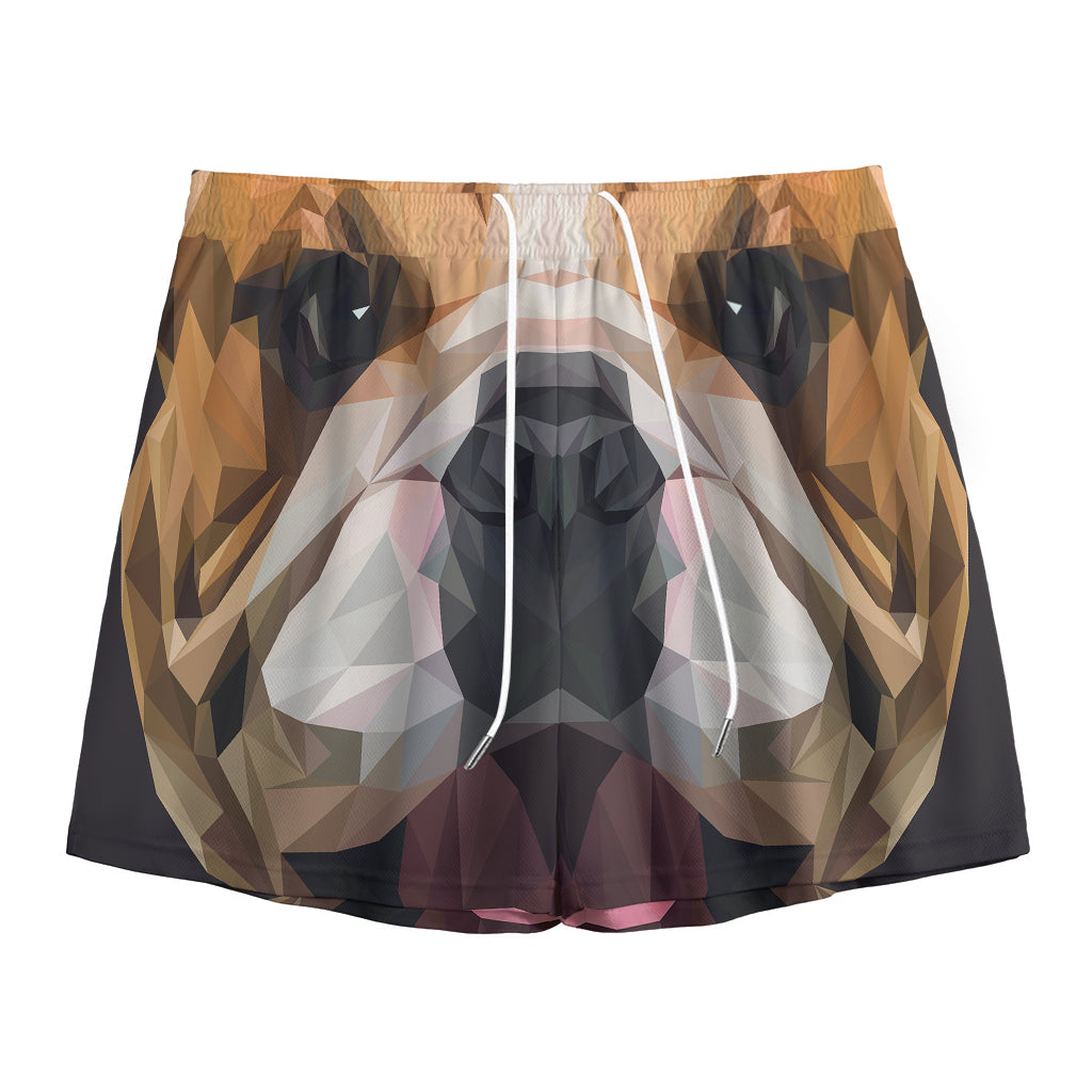 Geometric English Bulldog Print Mesh Shorts