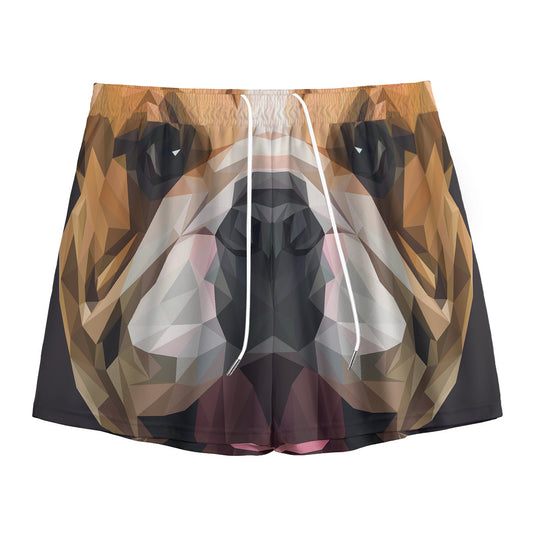 Geometric English Bulldog Print Mesh Shorts