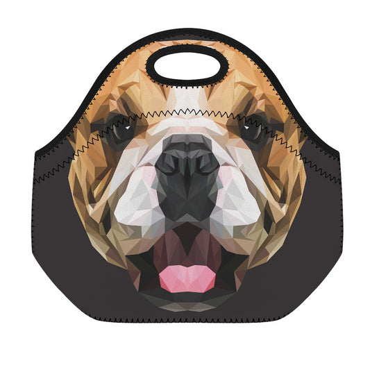 Geometric English Bulldog Print Neoprene Lunch Bag