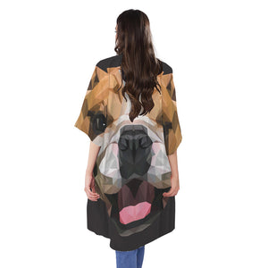 Geometric English Bulldog Print Open Front Beach Cover Up