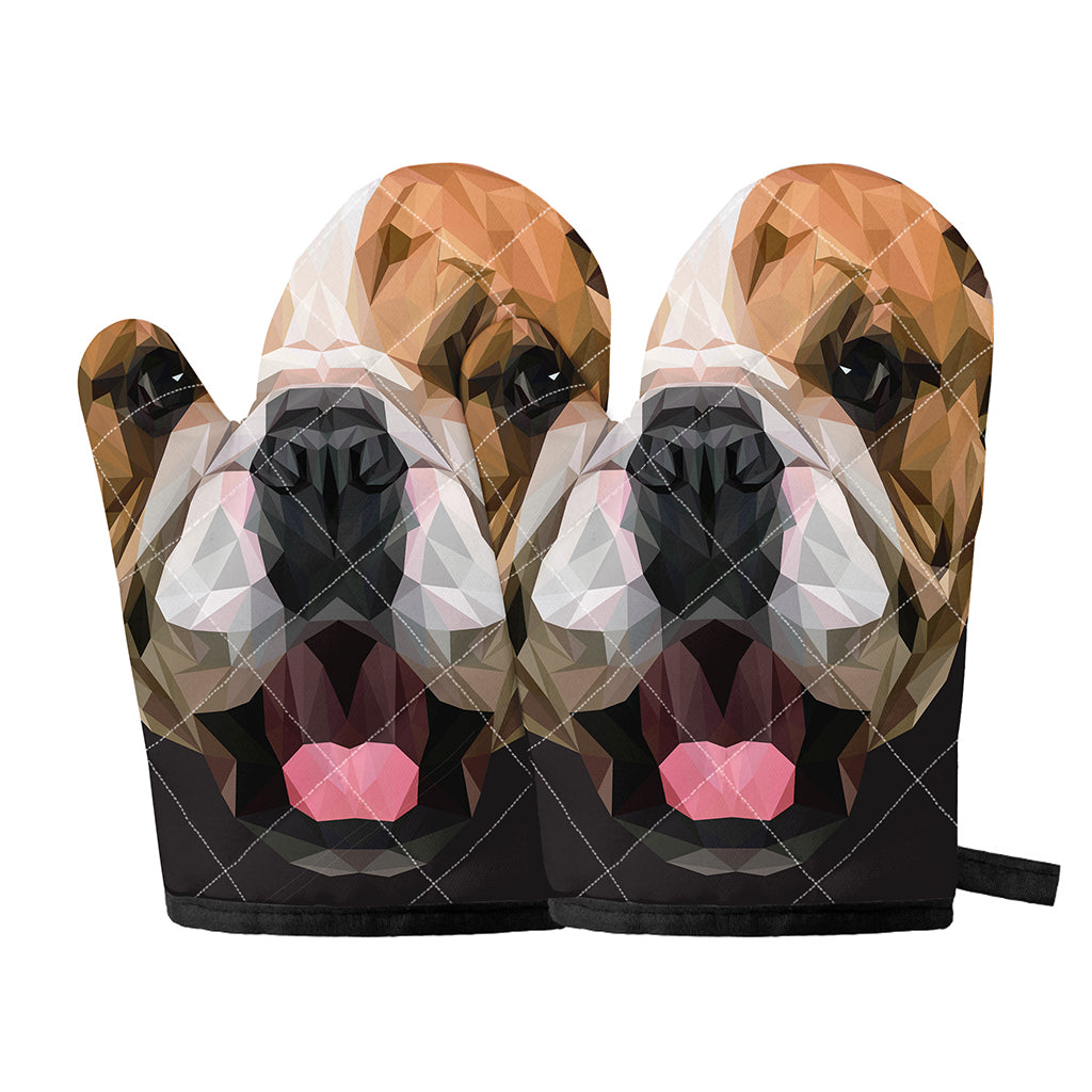 Geometric English Bulldog Print Oven Mitts
