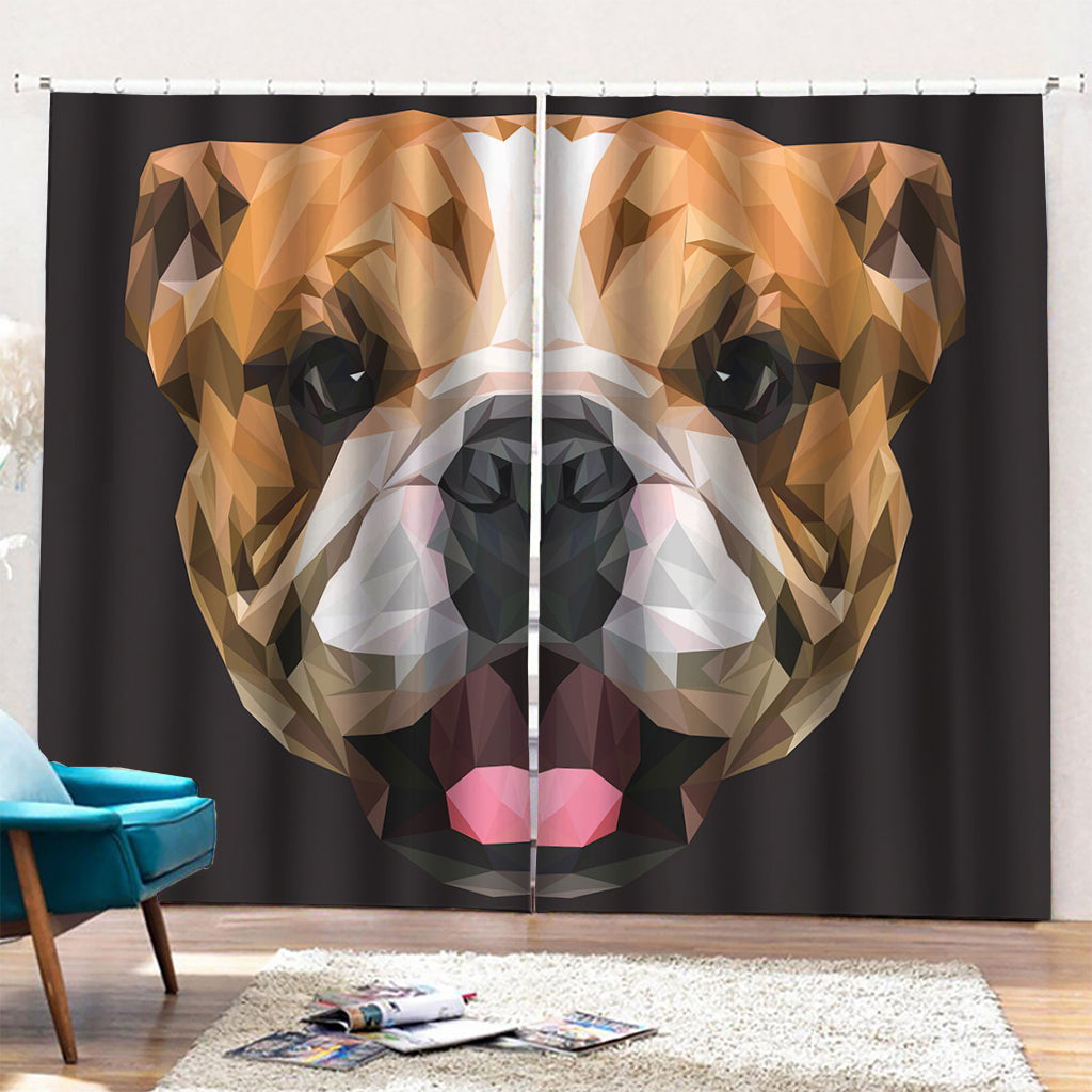 Geometric English Bulldog Print Pencil Pleat Curtains