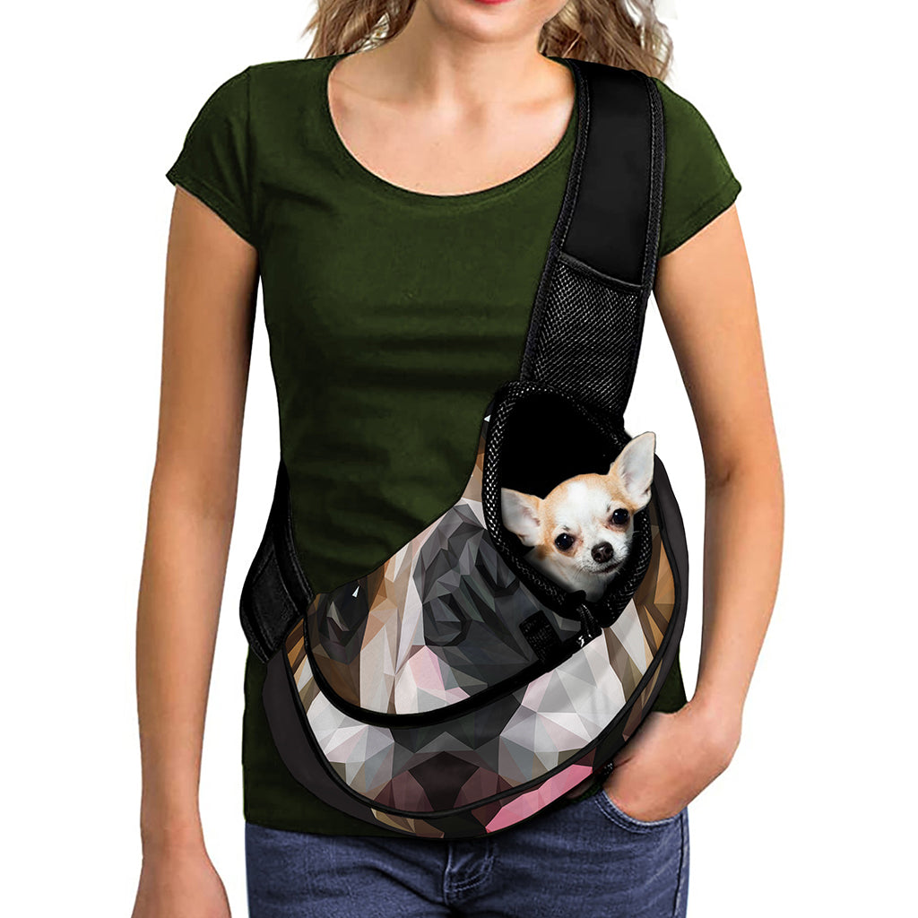 Geometric English Bulldog Print Pet Sling Carrier