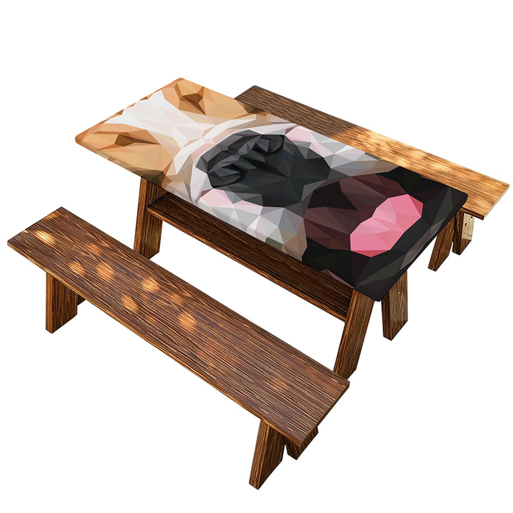 Geometric English Bulldog Print Picnic Table Cover