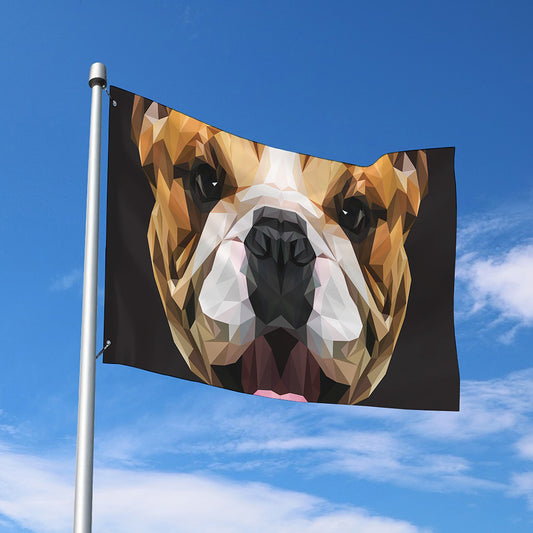 Geometric English Bulldog Print Polyester Flag