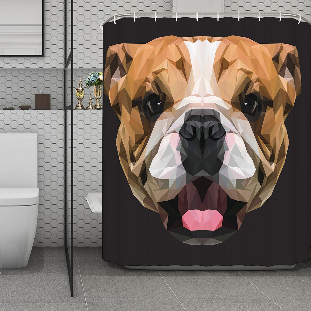 Geometric English Bulldog Print Polyester Shower Curtain