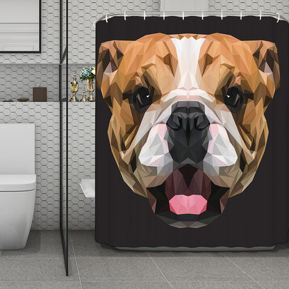Geometric English Bulldog Print Polyester Shower Curtain
