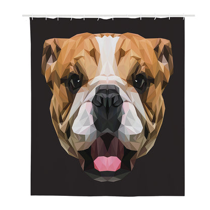 Geometric English Bulldog Print Polyester Shower Curtain