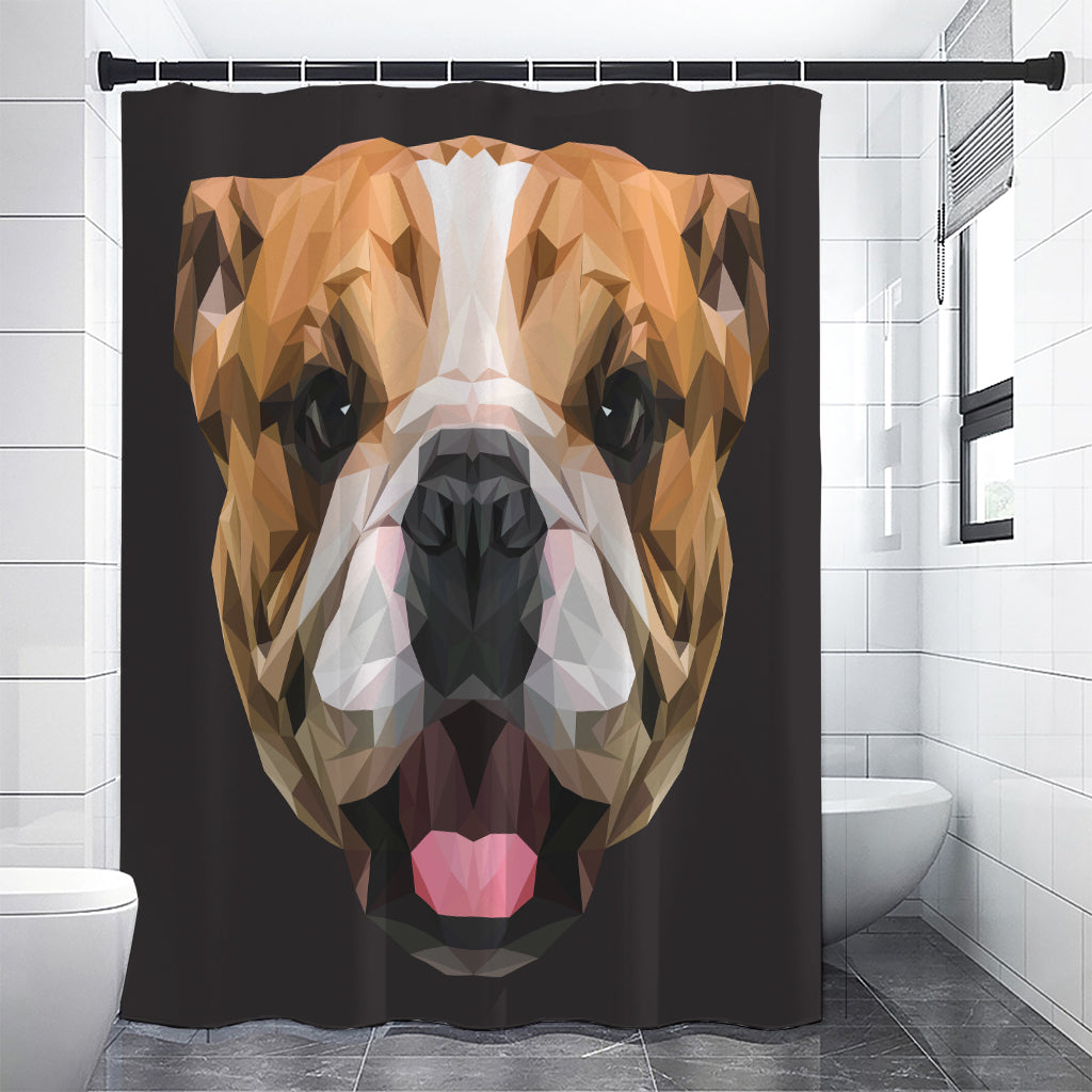 Geometric English Bulldog Print Premium Shower Curtain