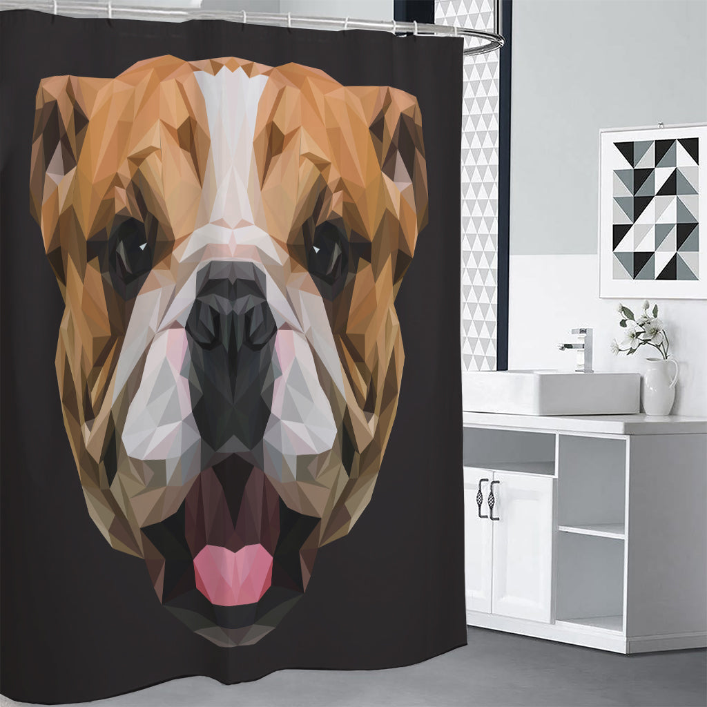 Geometric English Bulldog Print Premium Shower Curtain