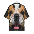 Geometric English Bulldog Print Rayon Hawaiian Shirt