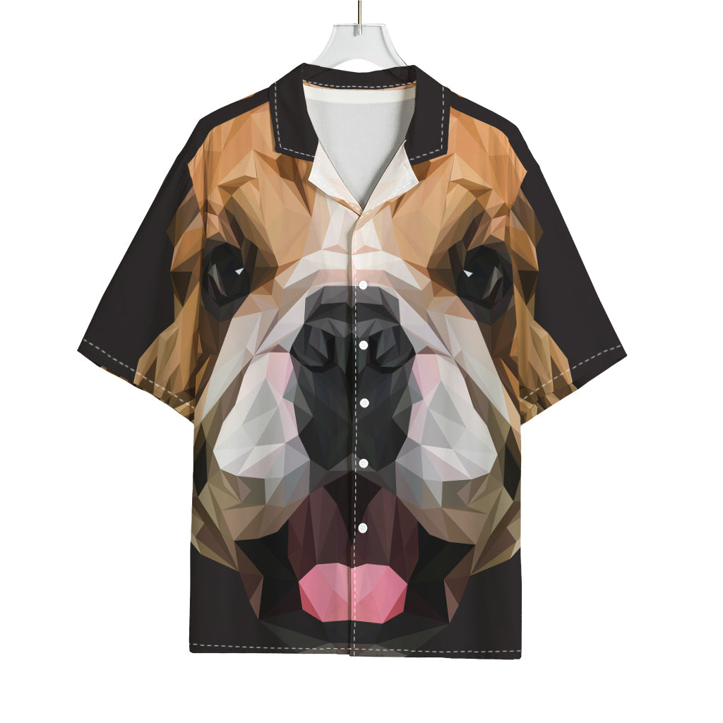 Geometric English Bulldog Print Rayon Hawaiian Shirt