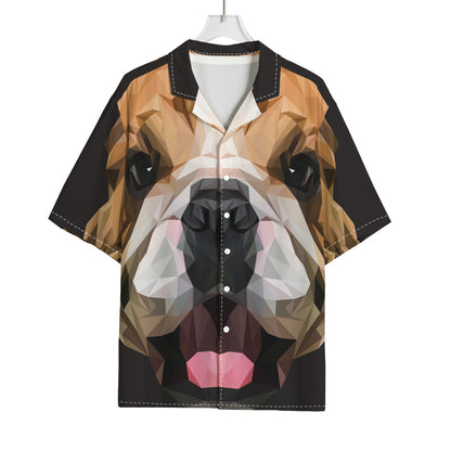 Geometric English Bulldog Print Rayon Hawaiian Shirt