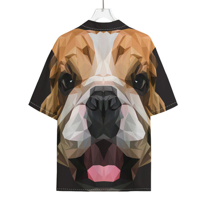 Geometric English Bulldog Print Rayon Hawaiian Shirt
