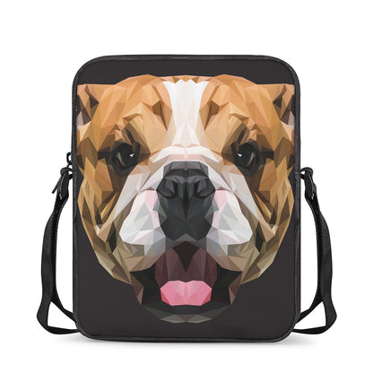 Geometric English Bulldog Print Rectangular Crossbody Bag