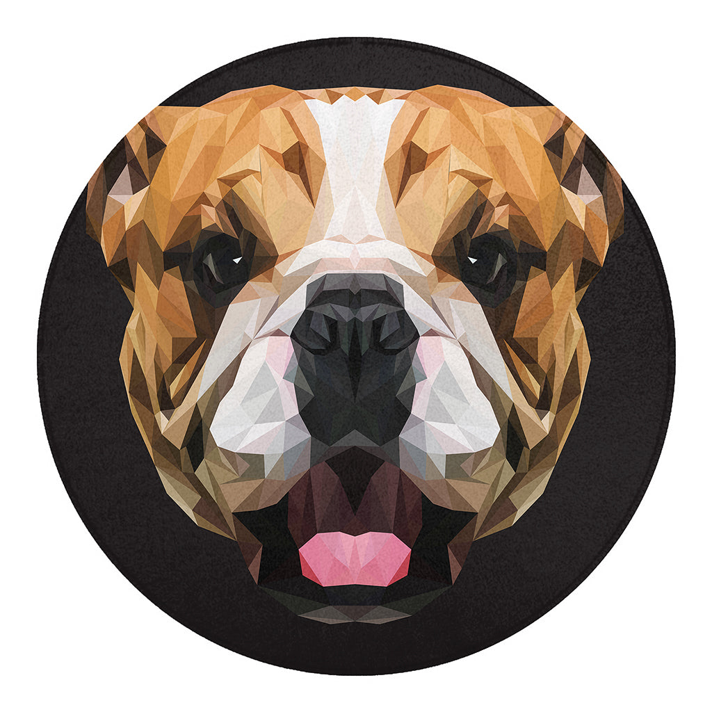 Geometric English Bulldog Print Round Blanket