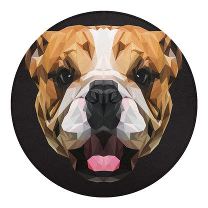 Geometric English Bulldog Print Round Blanket