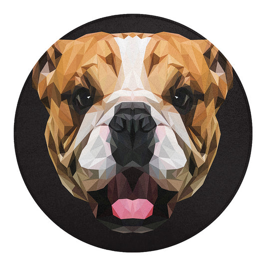 Geometric English Bulldog Print Round Blanket