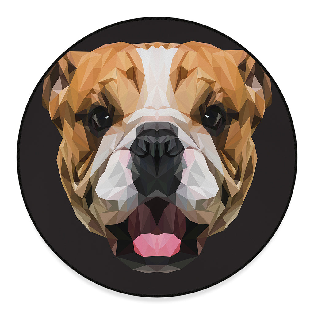 Geometric English Bulldog Print Round Floor Mat