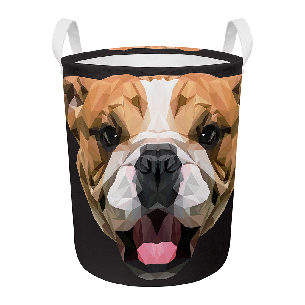 Geometric English Bulldog Print Round Laundry Basket