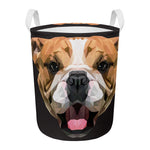 Geometric English Bulldog Print Round Laundry Basket