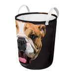Geometric English Bulldog Print Round Laundry Basket