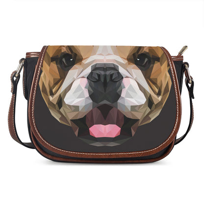 Geometric English Bulldog Print Saddle Bag