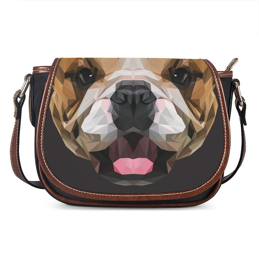 Geometric English Bulldog Print Saddle Bag