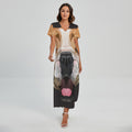 Geometric English Bulldog Print Short Sleeve Maxi Dress