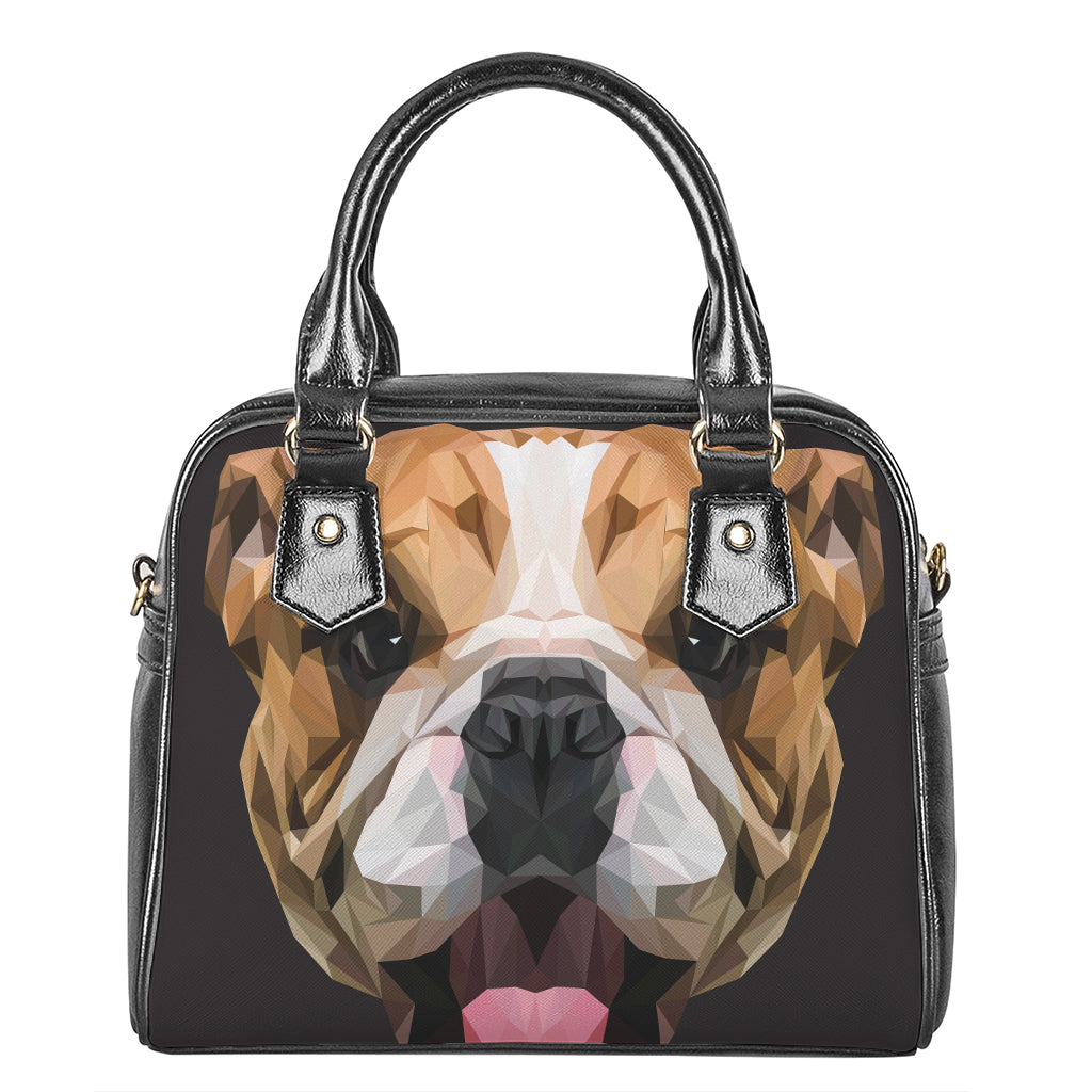 Geometric English Bulldog Print Shoulder Handbag