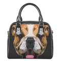 Geometric English Bulldog Print Shoulder Handbag