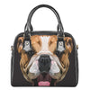 Geometric English Bulldog Print Shoulder Handbag