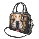 Geometric English Bulldog Print Shoulder Handbag