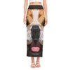 Geometric English Bulldog Print Side Slit Maxi Skirt