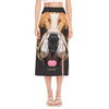 Geometric English Bulldog Print Side Slit Midi Skirt